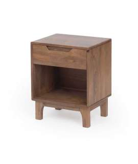 Mesita Dormitorio Actual Color Nogal Claro - Serie Alort