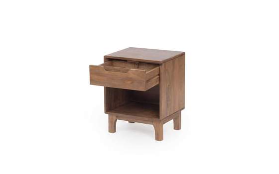 Mesita Dormitorio Actual Color Nogal Claro - Serie Alort