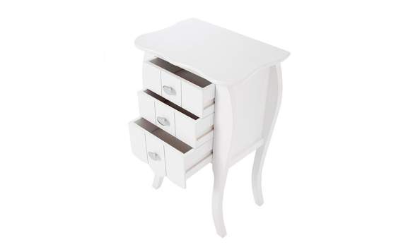 Mesita Dormitorio Blanca 3 Cajones Estilo Contemporaneo Turin