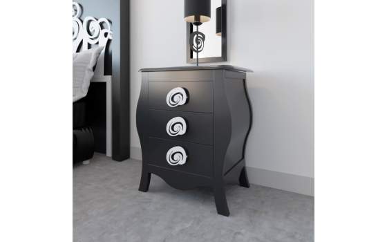 Mesita Dormitorio Clasica con 3 Cajones Madera Serie Gizane