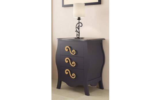 Mesita Dormitorio Clasica con 3 Cajones Madera Serie Medea Mesita Dormitorio Clasica con 3 Cajones Madera Serie Medea