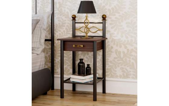 Mesita Dormitorio Clasica Forja con 1 Cajon Madera Arak