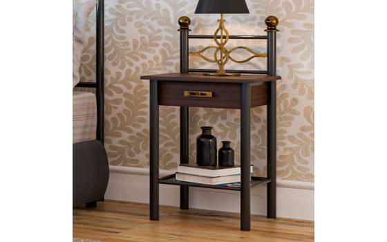 Mesita Dormitorio Clasica Forja con 1 Cajon Madera Arak