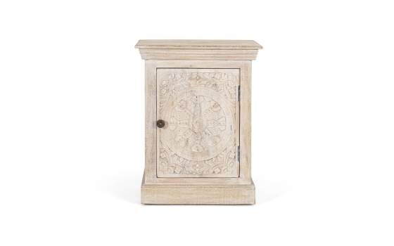 Mesita Dormitorio Etnico 1 Puerta Tallada Serie Ateneas