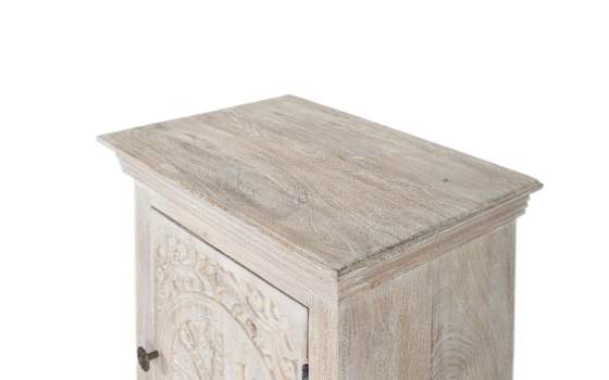 Mesita Dormitorio Etnico 1 Puerta Tallada Serie Ateneas