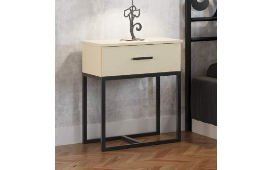 Mesita Dormitorio Forja Actual con 1 Cajon Madera Serie Elodie