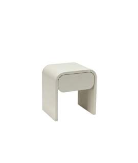 Mesita Dormitorio Moderna 1 Cajon Color Crema Brillo Amalfi