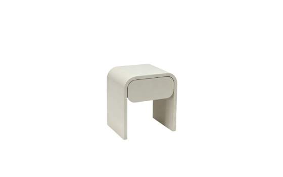 Mesita Dormitorio Moderna 1 Cajon Color Crema Brillo Amalfi