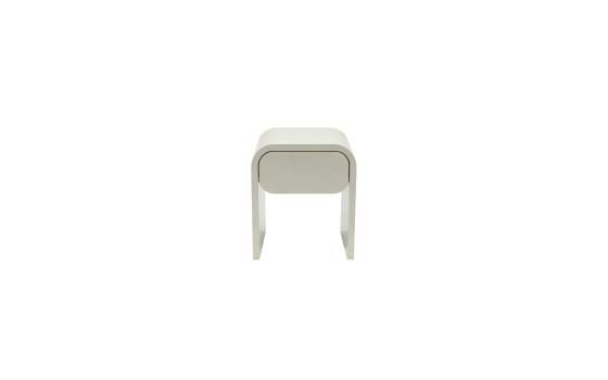 Mesita Dormitorio Moderna 1 Cajon Color Crema Brillo Amalfi