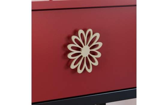 Mesita Dormitorio Moderno 1 Cajon Madera Tirador Flor Maya