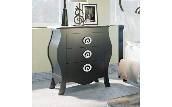 Mesita Dormitorio Provenzal 3 Cajones Madera Serie Verona