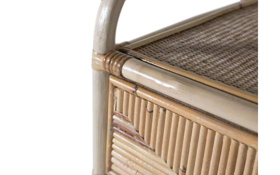 Mesita en Caña de Ratan Natural Moderna 1 Cajon Talian