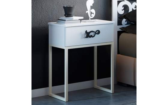 Mesita Forja Diseño Actual con 1 Cajon Madera Serie Dayra