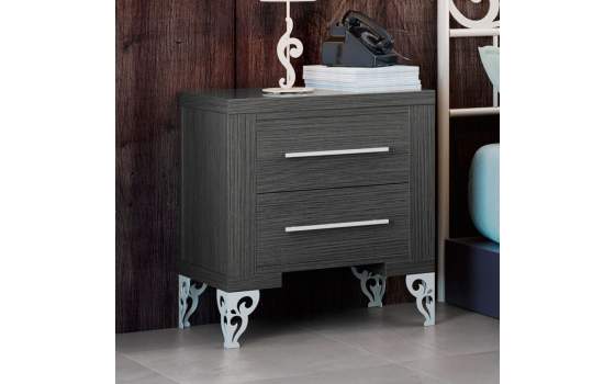 Mesita Madera Acero Actual 2 Cajones y 2 Tamaños Kirian