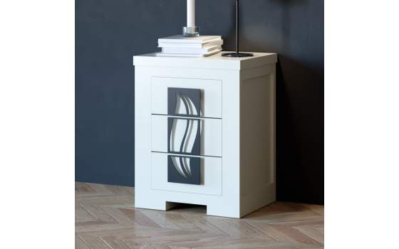 Mesita Madera Moderna 3 Cajones y 2 Tamaños Serie Shinova