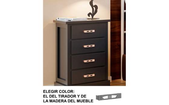 Mesita Moderna 4 Cajones con tiradores Metalicos Serie Alexia Mesita Moderna 4 Cajones con tiradores Metalicos Serie Alexia