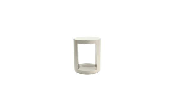 Mesita Moderna Redonda Color Crema Brillo - Serie Amalfi