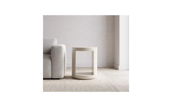 Mesita Moderna Redonda Color Crema Brillo - Serie Amalfi