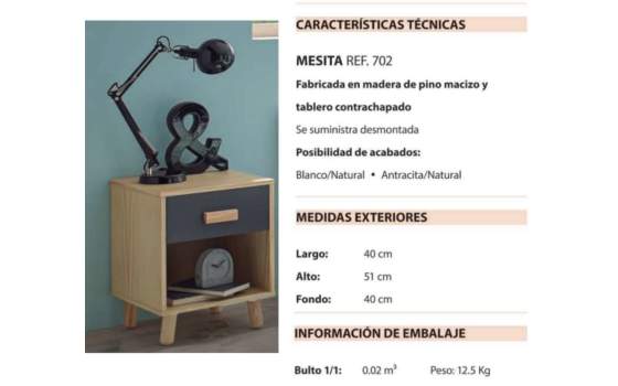 Mesita Noche 1 Cajón Estante Oslo Serie Arredas Mesita Noche 1 Cajón Estante Oslo Serie Arredas