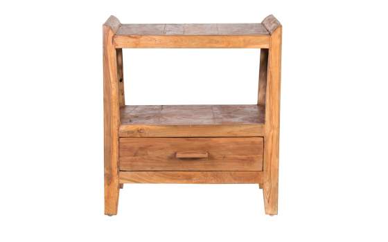 Mesita Noche 1 Cajón Tallada Madera Reciclada Oriental Recicle
