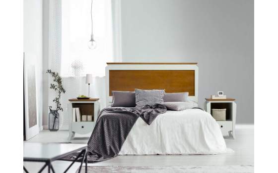 Mesita Noche 1 Cajon 1 Estante Madera Bicolor Dormitorio Praga