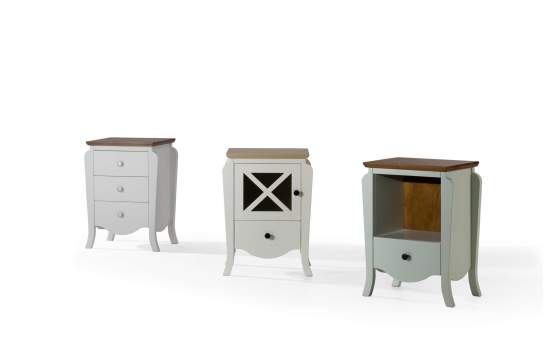 Mesita Noche 1 Cajon 1 Estante Madera Bicolor Dormitorio Praga