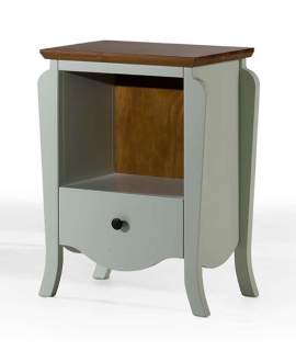 Mesita Noche 1 Cajon 1 Estante Madera Bicolor Dormitorio Praga