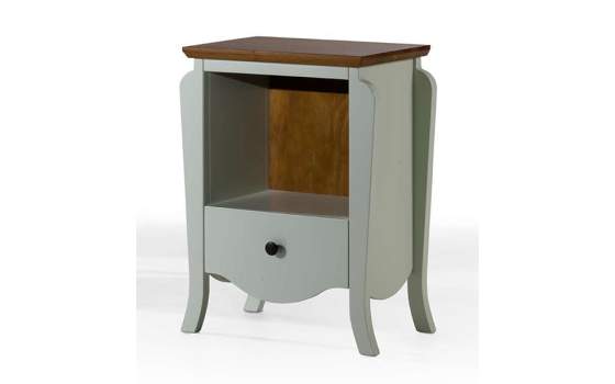 Mesita Noche 1 Cajon 1 Estante Madera Bicolor Dormitorio Praga
