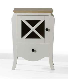 Mesita Noche 1 Cajon 1 Puerta Madera Bicolor Dormitorio Praga