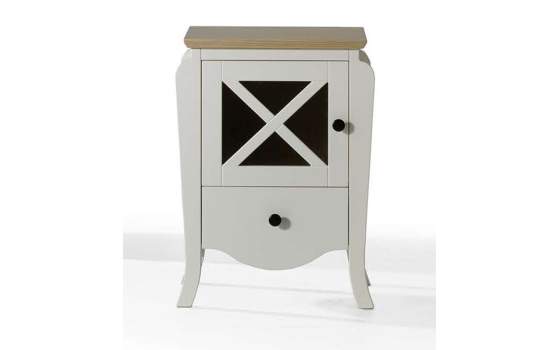 Mesita Noche 1 Cajon 1 Puerta Madera Bicolor Dormitorio Praga