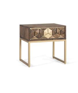 Mesita Noche 1 Cajon Actual Madera Metal Serie Ariast