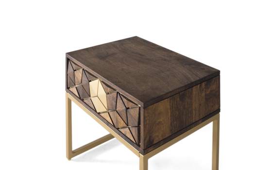 Mesita Noche 1 Cajon Actual Madera Metal Serie Ariast