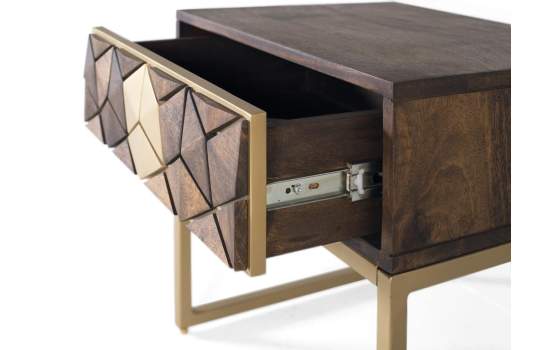 Mesita Noche 1 Cajon Actual Madera Metal Serie Ariast