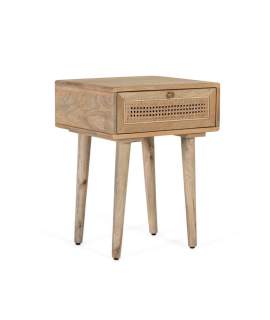 Mesita Noche 1 Cajon Madera Ratan Serie Arcolat