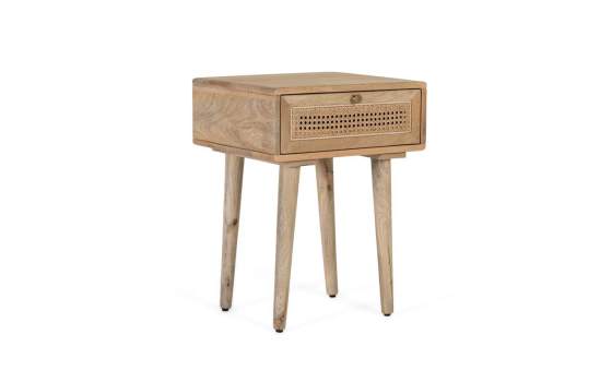 Mesita Noche 1 Cajon Madera Ratan Serie Arcolat