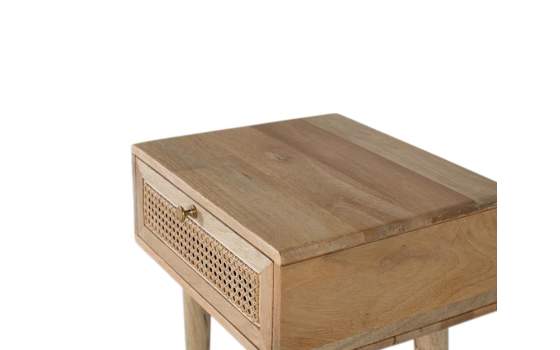 Mesita Noche 1 Cajon Madera Ratan Serie Arcolat