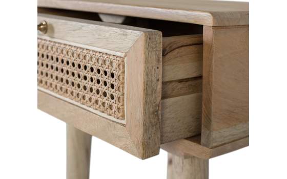 Mesita Noche 1 Cajon Madera Ratan Serie Arcolat