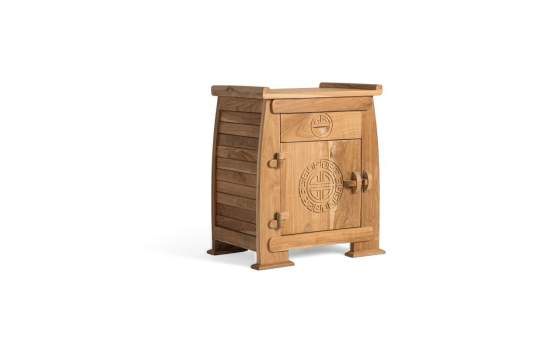 Mesita Noche 1 Cajon y Puerta Teca Natural  Serie Aness