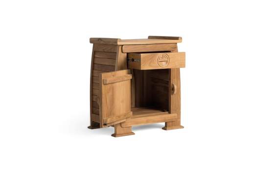 Mesita Noche 1 Cajon y Puerta Teca Natural  Serie Aness