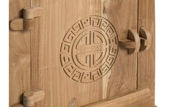 Mesita Noche 1 Cajon y Puerta Teca Natural  Serie Aness