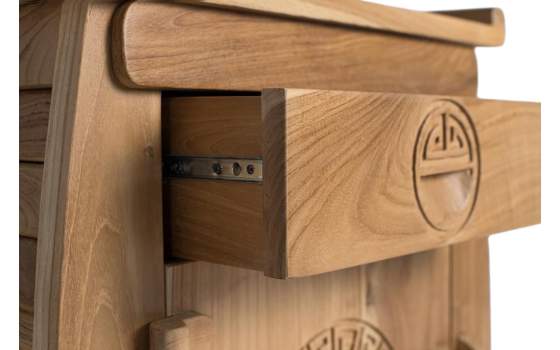 Mesita Noche 1 Cajon y Puerta Teca Natural  Serie Aness