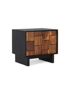 Mesita Noche 1 Puerta Bicolor Negro Madera Serie Mysore