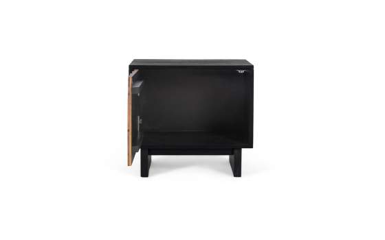 Mesita Noche 1 Puerta Bicolor Negro Madera Serie Mysore