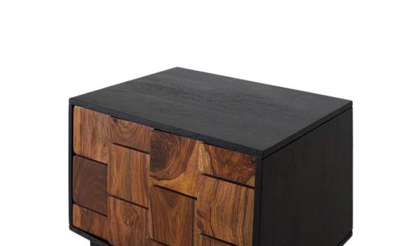 Mesita Noche 1 Puerta Bicolor Negro Madera Serie Mysore