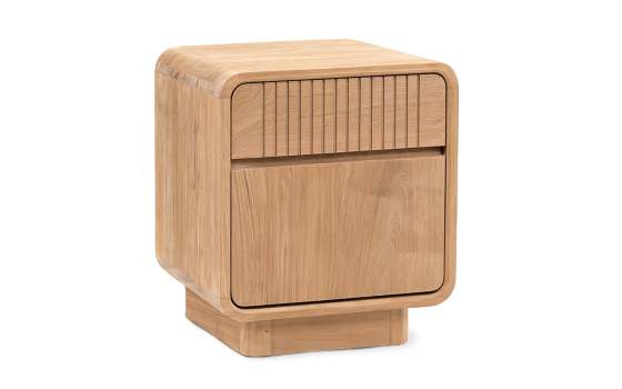 Mesita Noche 1 Puerta Derecha Teca Natural Serie Eyre