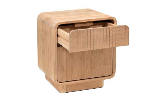 Mesita Noche 1 Puerta Derecha Teca Natural Serie Eyre