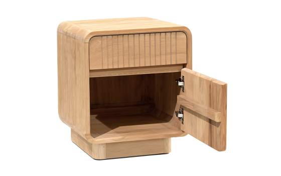 Mesita Noche 1 Puerta Derecha Teca Natural Serie Eyre