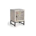 Mesita Noche 1 Puerta Estilo Oriental Industrial Serie Aechaga