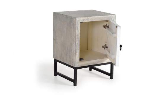 Mesita Noche 1 Puerta Estilo Oriental Industrial Serie Aechaga