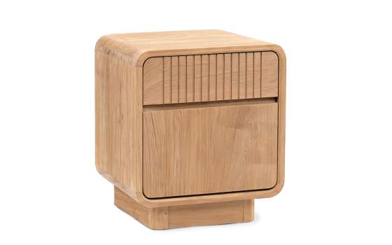 Mesita Noche 1 Puerta Izquierda Teca Natural Serie Eyre